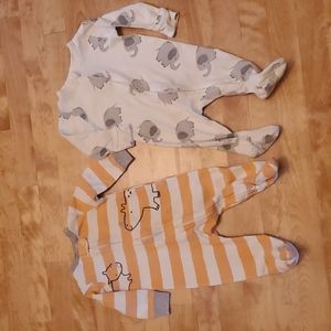 Old navy elephant pj size 3-6M/Carter's rhino pjs size 6M